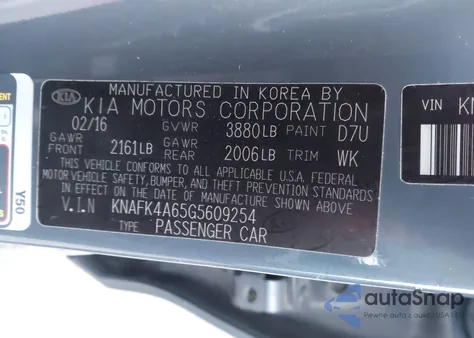 2016 Kia Forte Lx из США, поврежденный, VIN KNAFK4A65G5609254